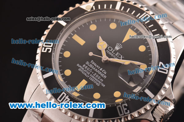 Rolex Submariner Automatic Movement Silver Case with Black Dial and Bezel-Orange Marker - Click Image to Close